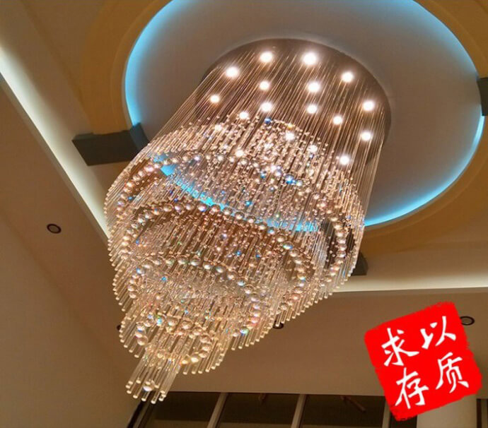 別墅吊線(xiàn)水晶燈創(chuàng)意個(gè)性別墅燈飾定制
